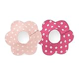 防水円形スタイ　３６０度よだれをキャッチ　カラフルデザイン 可愛い 男の子 女の子 ベビースタイ よだれかけ エプロン 2枚セット (花ピンク)