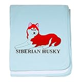 CafePress – Siberian Husky – スーパーソフトベビー毛布、新生児おくるみ ブルー 049691334125CD2