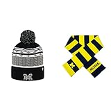 NCAA Michigan Wolverines Altitudeビーニー帽子とストライプラグビースカーフ2パックバンドル