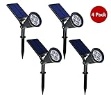 Falove 4PACK 200 Lumen Solar Wall Lights / In-ground Lights, 270°Angle Adjustable and Waterproof 4 L