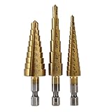 3ピースhss鋼チタンステップドリルビット3?12ミリメートル4?12ミリメートル4?20ミリメートルステップコーン切削工具鋼木工木材金属掘削セット