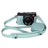 VOVMOEYA カメラケース For Leica D-LUX8 レンズキャップストラップ付き DLUX8 ボディケース PUレザー D状ネジ穴底面開閉 電池交換 全面保護 ブルー