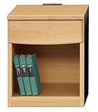 大川家具 幅38.9cm コンセント付き ナイトテーブル サイドテーブル ナチュラル