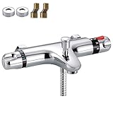 Fanaticalpurchasejp 浴室用水栓 サーモスタット シャワー 壁付サーモスタット混合栓 バス用混合栓 バス用水栓金具 防カビホース 高品質 サーモスタット付シャワー 水栓 寒冷地向け