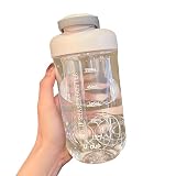 【医療器具にも使用の樹脂製】MYEEDA プロテインシェイカー 750ml トライタン ウォーターボトル 手を入れて洗える水筒 目盛り付き シェイカー bpaフリー ボトル 可愛い プロテイン カップ 持ち運び便利 漏れ防止 ミキサー 洗いやすい 大容量 protein shaker 男女兼用 半透明 漏れない シェイカーボトル(ベージュ)