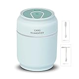 加湿器 卓上加湿器 200ml容量 ミニ 超音波式 車載 空焚き防止 携帯式 連続加湿　USB扇風機　静音 オフィス 七色変換LEDライト搭載 寝室 各場所用 室内乾燥対応 4色 ブルー