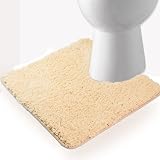 トイレマット トイレ足元マット ふわふわ/洗える トイレまっと 北欧 トイレ 敷物 おしゃれ ト イレカーペット 吸水速乾 滑り止めといれまっと 無地 トイレ用マット 60×50cm (ベージュ)