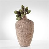 Torre & Tagus 902143A Carved Swirl Resin Vase, Light Brown, Short [並行輸入品]