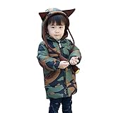 FEVON　ダウンコート　子供　男の子　ロング　秋冬　ダウンジャケット　キッズコート　ボーイズ　暖かい　防寒着　フード付き　可愛い　耳付き　迷彩柄　おしゃれ　アウター　中綿入り　保温　綿服　通園　通学