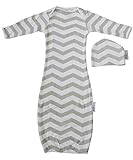 Woombie Indian Cotton Gowns Plus Hat, Gray Chevron Unisex, 7-15 Lbs by Woombie [並行輸入品]
