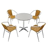 ガーデン5点セット ガーデンテーブル5点セット ガーデンテーブルセット 人工ラタン アルミチェア ダイニングチェア リゾートチェア ロビーチェア ガーデンチェア スタッキングチェア ビーチチェア スタ