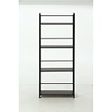 シェルフ/収納棚 【ダークブラウン×ブラック】 幅50cm スチールフレーム 棚板4段付き 『フレックス』