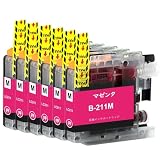 LC211 互換インクカートリッジ LC211Mマゼンタ 6本セット ブラザー用インク 対応プリンター機種:MFC-J880N MFC-J887N MFC-J900DN MFC-J907DN MFC-J997DN DCP-J562N DCP-J567N DCP-J762N DCP-J767N DCP-J962N 大容量 純正インクと併用可能 最新機種対応新型ICチップ付き/個包装