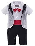 mombebe赤ちゃん男の子紳士ロンパースwith Bow Tie カラー: レッド