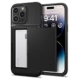 Spigen iPhone14Pro ケース カード 手帳型 収納ケース 2重構造 耐衝撃 米軍MIL規格取得 落下防止 IC カード ポケット パスケース スリム・アーマー CS ACS04980 (ブラック)