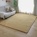 フリーリー シャギーラグ ラグ カーペット 140×100cm 約1畳 防ダニ 抗菌 防臭 厚手 滑り止め付 ホットカーペット対応 絨毯 無地・モカ