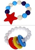MyBoo Autism/Sensory/Teething Chewable Beads Ring and Star Bracelet Bundle - Set of 2, White/Red by 