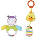 【Ani Mam Kids】 ベビーキッズ 音が鳴る 動物 アニマル人形 ベビー知育 ふりふり フワフワ おもちゃ ２点セット (カバ＆ヒヨコ)