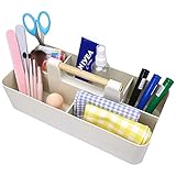 Goods marche 持ち運び楽々！ 万能 収納 ボックス 仕切り 持ち手付き (オフホワイト)