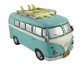 ブルーレトロSurfer Van with Peace Signs Coin Bank