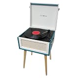 CICONIA クラシカルレコードテーブル TE-2015 (ホワイト/ブルー)テーブル型レコードプレーヤー レトロ クラシック ターンテーブル TE-2015 USBメモリー 多機能 microSDカード 録音 再生 ブルートゥース Bluetooth AUX クラシカルレコードテーブル 3スピード オートストップ プレイヤー CICONIA