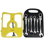 KESOTO スパナ　フレキシブルヘッド　コンビネーション　スパナ　スチール　7個　長持ち　使いやすい