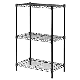 WEIMALL カラーラック 3段 メタル スチール ラック 収納棚 耐荷重150kg 径19mm アジャスター付き ブラック