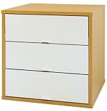 キューブボックスα ３段引出しタイプ 鏡面前板 (ナチュラル) 【 引出 引き出し トレイ 3杯 】