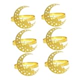 COHEALI 6個 ナプキンリング ディナーナプキンホルダー 紙ナプキンホルダー 月と星のナプキンホルダー ウェディングパーティーのテーブ