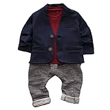 (コ-ランド) Co-land ベビー服 フォーマルスーツ 3点セット アウター 長袖tシャツ ロングパンツ 赤ちゃん 男の子シャツ 子供服 キッズ 入学式 発表会 結婚式 ネイビー 13