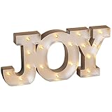 Joy – LED照明メタリックマーキーWord Sign 9-inクリスマスHoliday Decor L シルバー