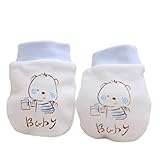 Seliyi ベビーミトン かきむしり防止用手袋 指なし 大人気 可愛い 手袋 新生児用 (ブルー)
