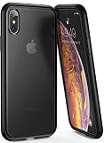 【Humixx】iPhone Xs ケース iPhone X ケース 米軍MIL規格取得 耐衝撃 半透明 マット加工 黄ばみなし レンズ保護 ワイヤレス充電対応［Shockproof Series] （マット・ブラック）