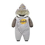 YUEGUANG 赤ちゃん ベビー服 新生児服 ロンパース カバーオール フード付き コウモリプリント 綿100％ ジャンプスーツ 長袖防寒着 秋冬 アウターウェア 出産祝い 衣装 (80cm)
