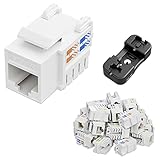 iwillink Cat6 キーストーンジャック RJ45 キーストーンジャック 25個パック UTP モジュラーイーサネットジャックインサート 90度 パンチダウンキーストーンジャックアダプター ホワイト