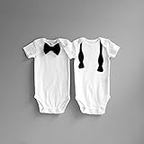 ボウタイ付ロンパース２枚組 newborn-24months(50-95)　可愛いくておもしろい海外デザイン おもわず笑顔になっちゃうユニークなベビー服