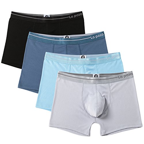 （ラパサ） Lapasa ボクサーパンツ ボクサーブリーフ ４枚組 マイクロモダール素材 4色展開 無地 立体成型 前閉じ