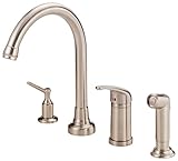 Danze D409112SS Melrose Single Handle High-Rise Kitchen Faucet with Spray and Soap Dispenser, Stainl