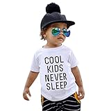 杜屋トヤ　子供、半袖、英字、プリント、トップス、TシャツCool Kids Never Sleep　かわいいデザイン　気持ちいい　可愛い　カジュアル　赤ちゃん　女の子　男の子　ユニセックス　かっこいい