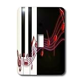 3dRose LLC lsp_18763_1 Red Music Notes on Piano Keys - Single Toggle Switch
