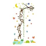Winhappyhome Monkey釣り月Kids高さ測定チャート壁アートステッカーのベッドルームリビングルーム背景リムーバブル装飾デカール
