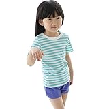 Domybest　子供服　Tシャツ　ボーダー Tシャツ 半袖　キッズ Tシャツ　トップス 女の子　男の子　ガールズ ストライプ　春　夏　通園 日常着　ルームウエア カジュアル　 (100（2-3歳）,