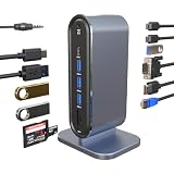 USB-C タワー型 ハブ 12ポート ドッキングステーション 4K HDMI VGA LAN USB3 PD充電 対応 hub USBハブ 変換 USB-C 2画面同時出力 スマホ 充電 有線LAN SD microSD カードリーダー MacBook iPad Pro Android ノートPC