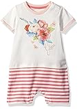 GUESS Baby Girls' Short Sleeve Printed Romper Whipped Cream 0/3M [並行輸入品]