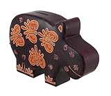 Fiberboardおもちゃカラフルなエンボス加工レザー銀行Hippo Shaped Coin Bankモデル# 3234-fuchsia ブラウン 3234-BROWN