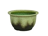 大型　灰釉千段めだか鉢　15号　（信楽焼・陶器・水鉢・めだか鉢・睡蓮鉢・蓮鉢・M）*　※幸せを呼ぶ幸運の黄色「風の水琴工房オリジナルキーホルダー」付きセット商品