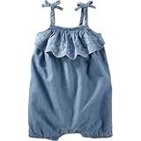 OSHKOSH(オシュコシュ) アイレットラッフルシャンブレーロンパース シャンブレー ロンパース半袖 6ヶ月【並行輸入】
