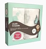 Swaddle blanket muslin cotton - BREAHING - COOL - 100% organic (2 pack +gift hat) - BABY SHOWER GIFT