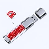WooTeck 128GB ジュエリー クリスタル リップスティック USBフラッシュドライブ 高速メモリースティックペンドライブ レッド