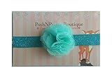 1.5 Vintage Chic Soft Tulle mesh flower baby PoshNPretty headband - Aqua by PoshNPretty